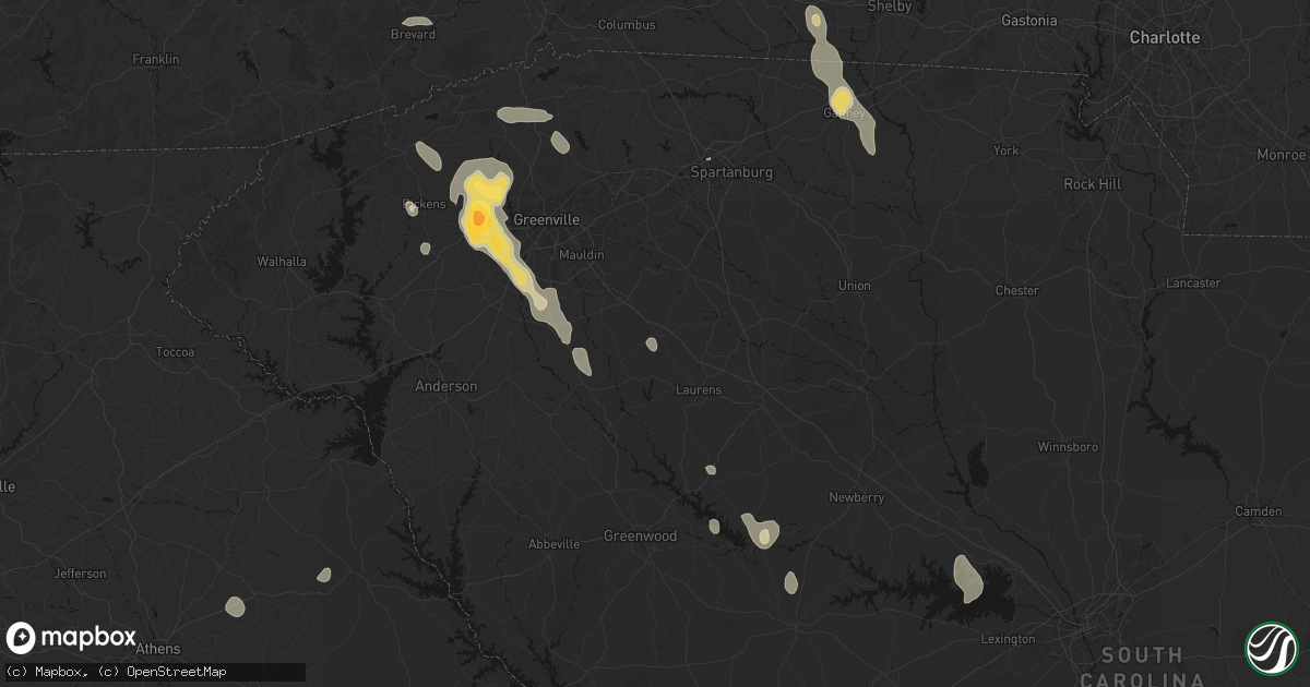 Hail map in Gray Court, SC on September 6, 2026