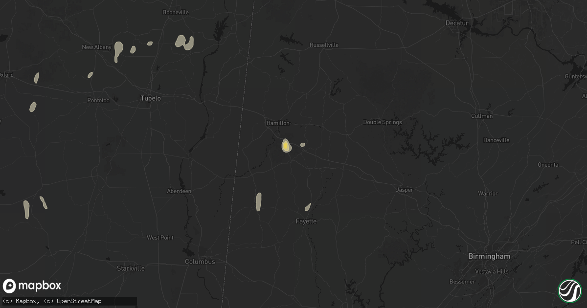 Hail map in Guin, AL on September 6, 2026