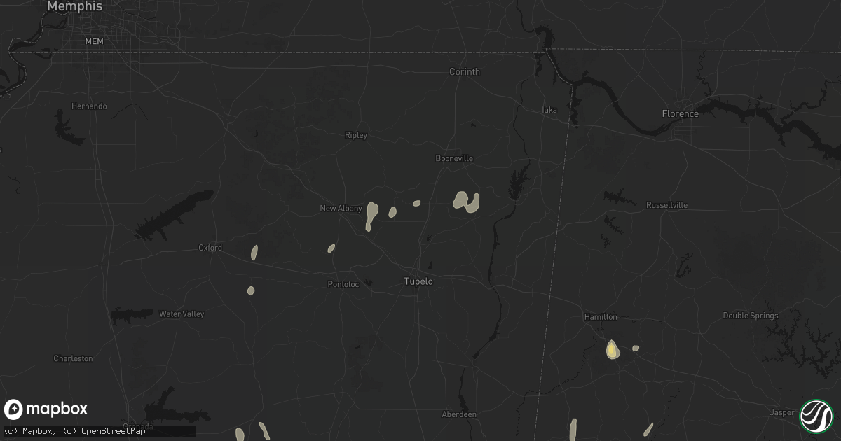 Hail map in Guntown, MS on September 6, 2026