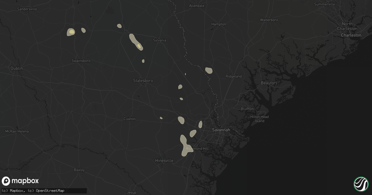 Hail map in Guyton, GA on September 6, 2026