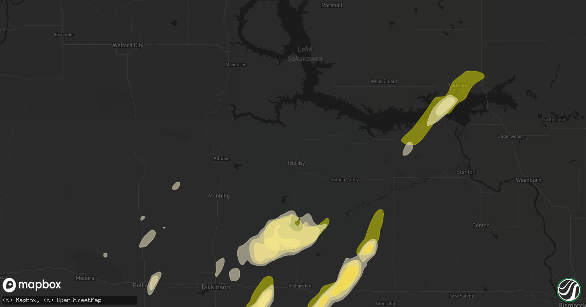 Hail map in Halliday, ND on September 6, 2026