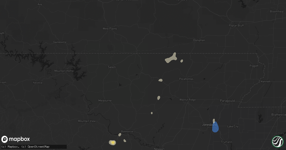 Hail map in Hardy, AR on September 6, 2026