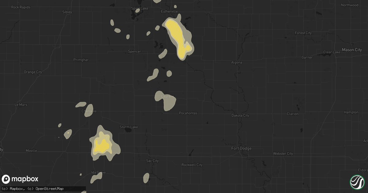 Hail map in Havelock, IA on September 6, 2026