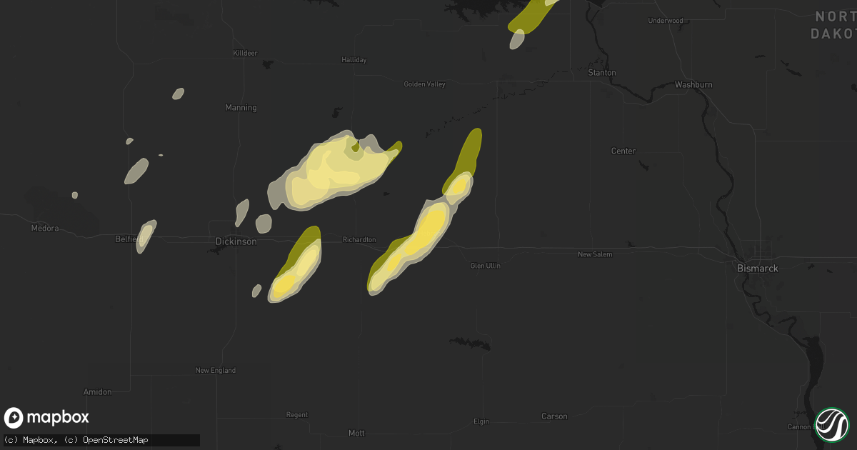 Hail map in Hebron, ND on September 6, 2026