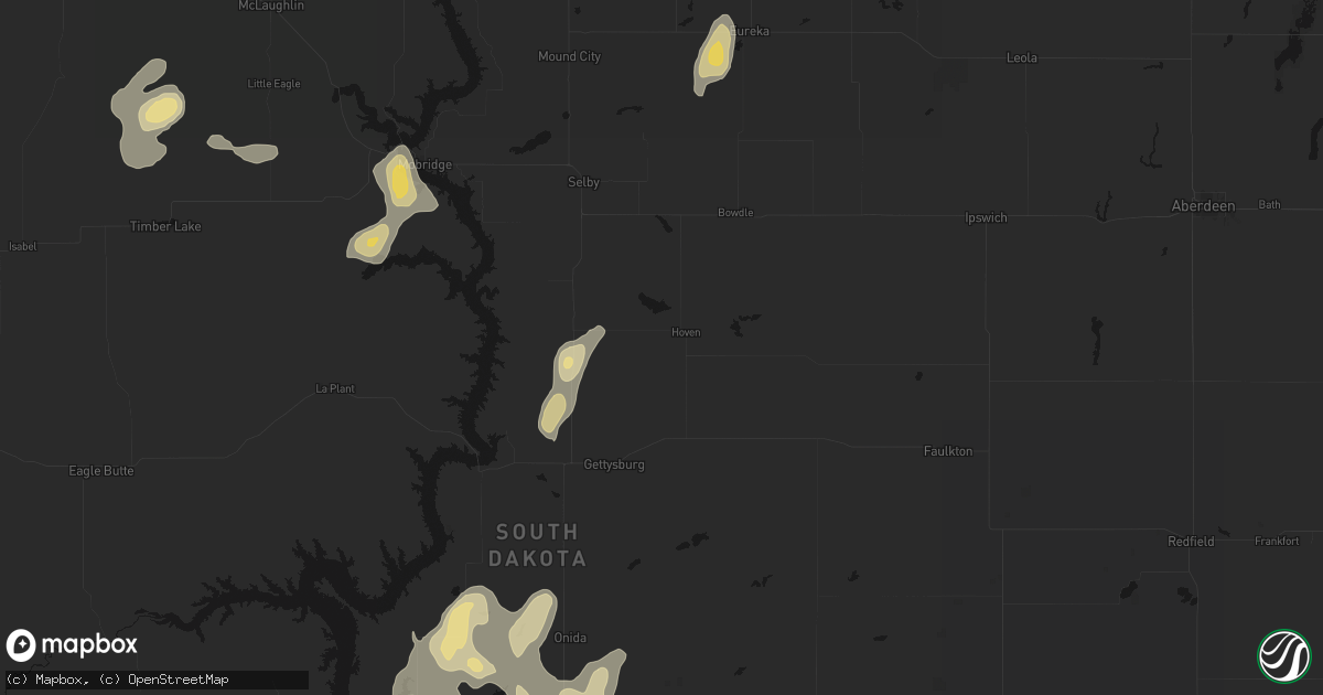 Hail map in Hoven, SD on September 6, 2026