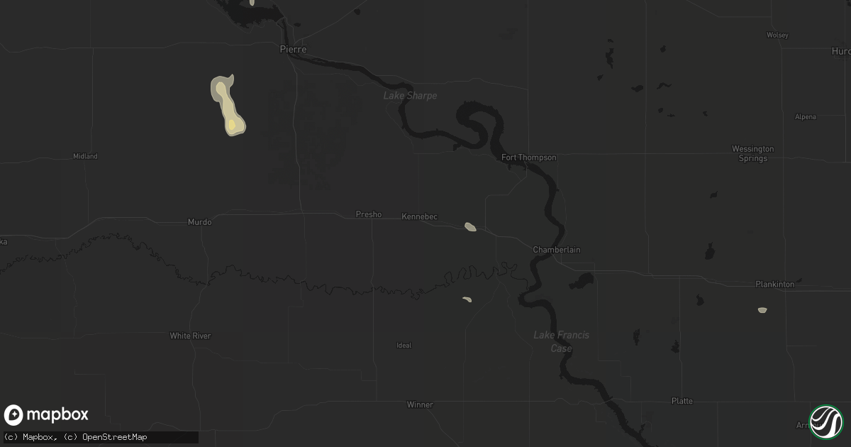 Hail map in Kennebec, SD on September 6, 2026