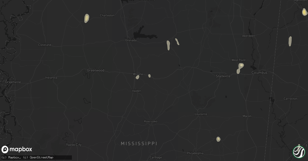 Hail map in Kilmichael, MS on September 6, 2026