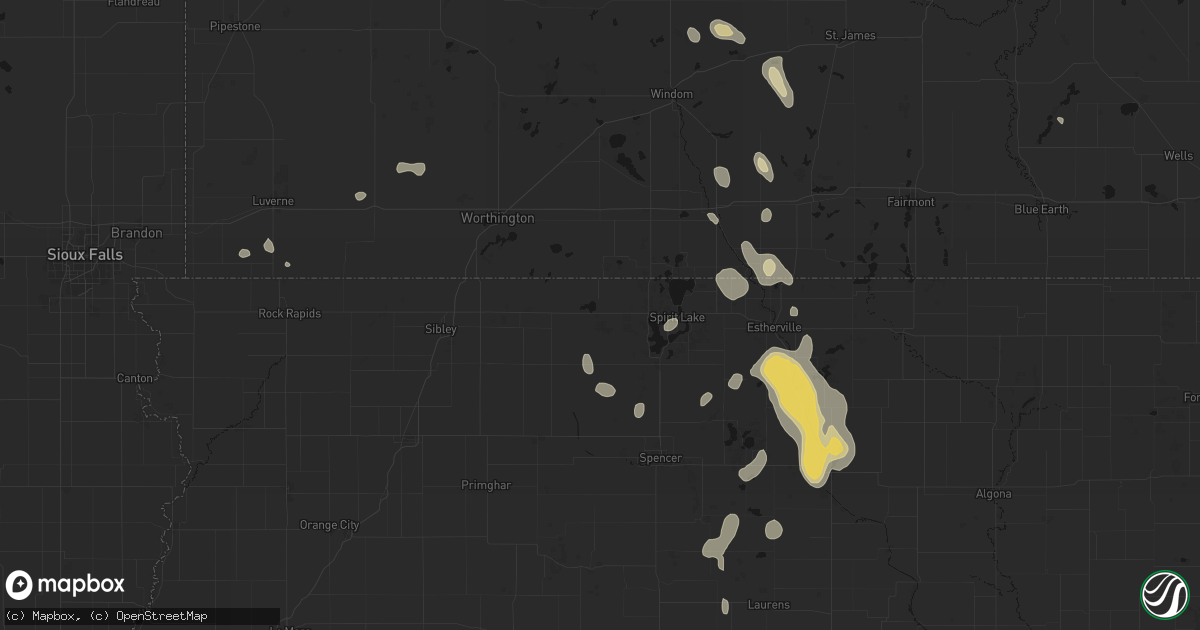 Hail map in Lake Park, IA on September 6, 2026