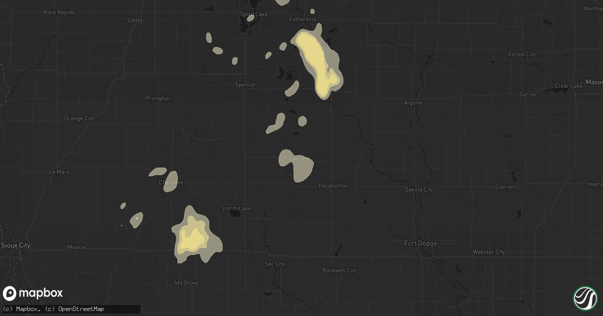 Hail map in Laurens, IA on September 6, 2026