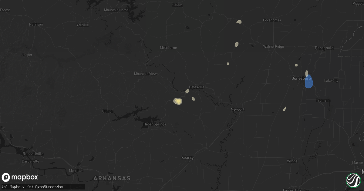 Hail map in Locust Grove, AR on September 6, 2026
