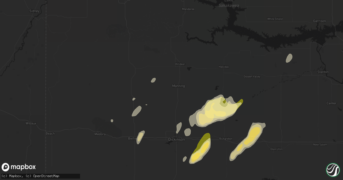 Hail map in Manning, ND on September 6, 2026