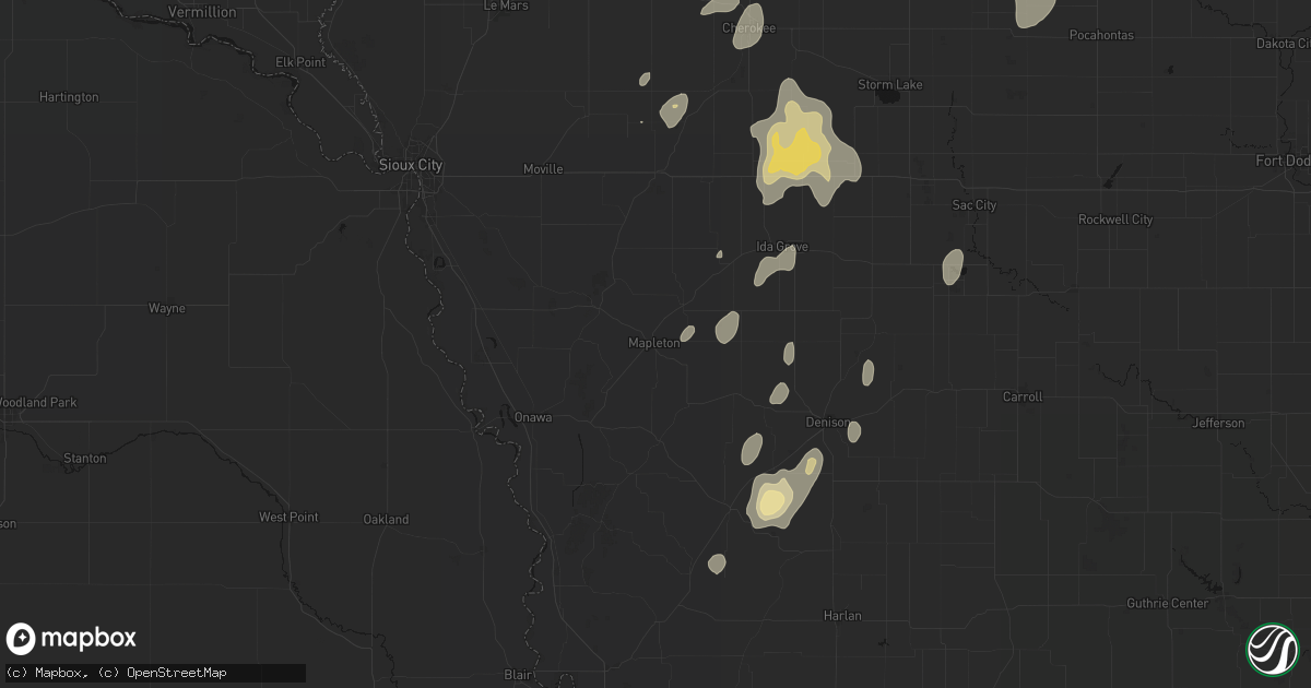 Hail map in Mapleton, IA on September 6, 2026