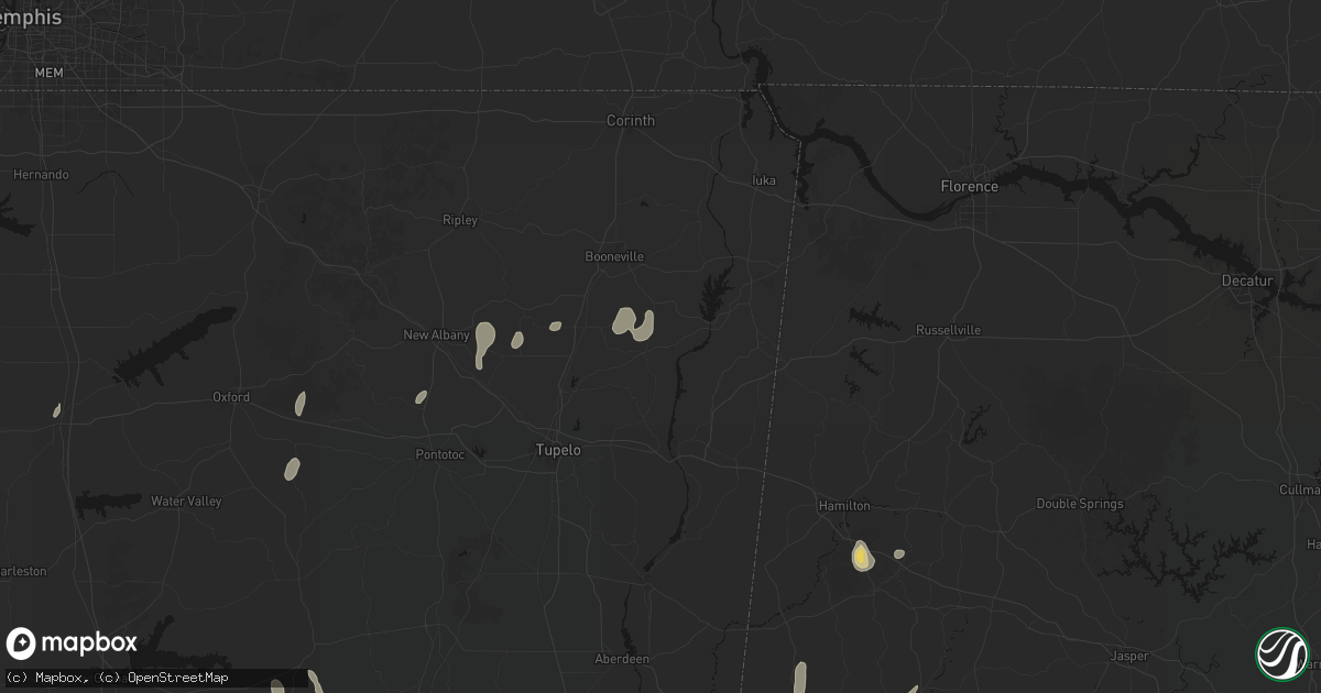 Hail map in Marietta, MS on September 6, 2026