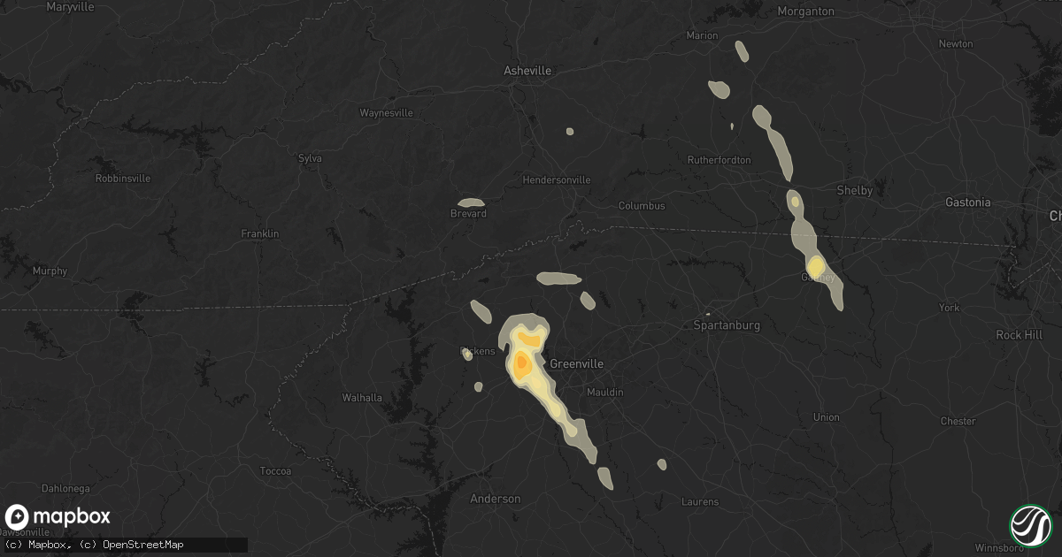Hail map in Marietta, SC on September 6, 2026