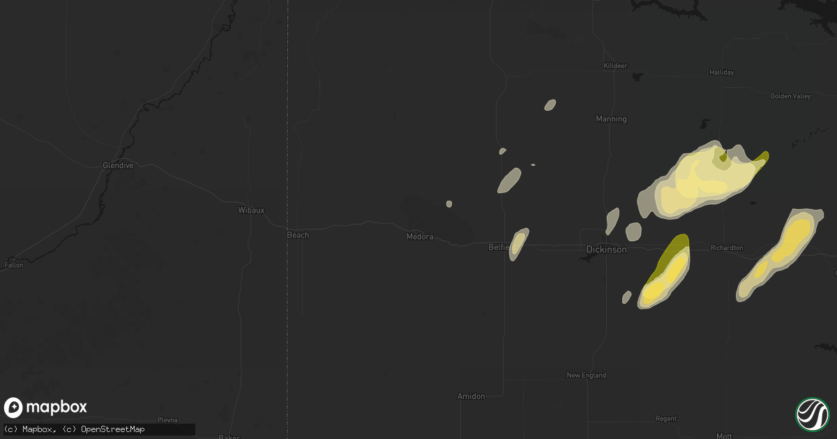 Hail map in Medora, ND on September 6, 2026