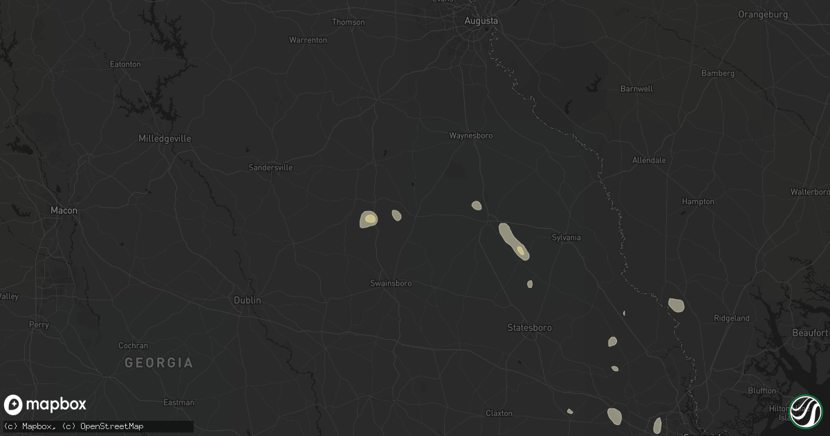 Hail map in Midville, GA on September 6, 2026