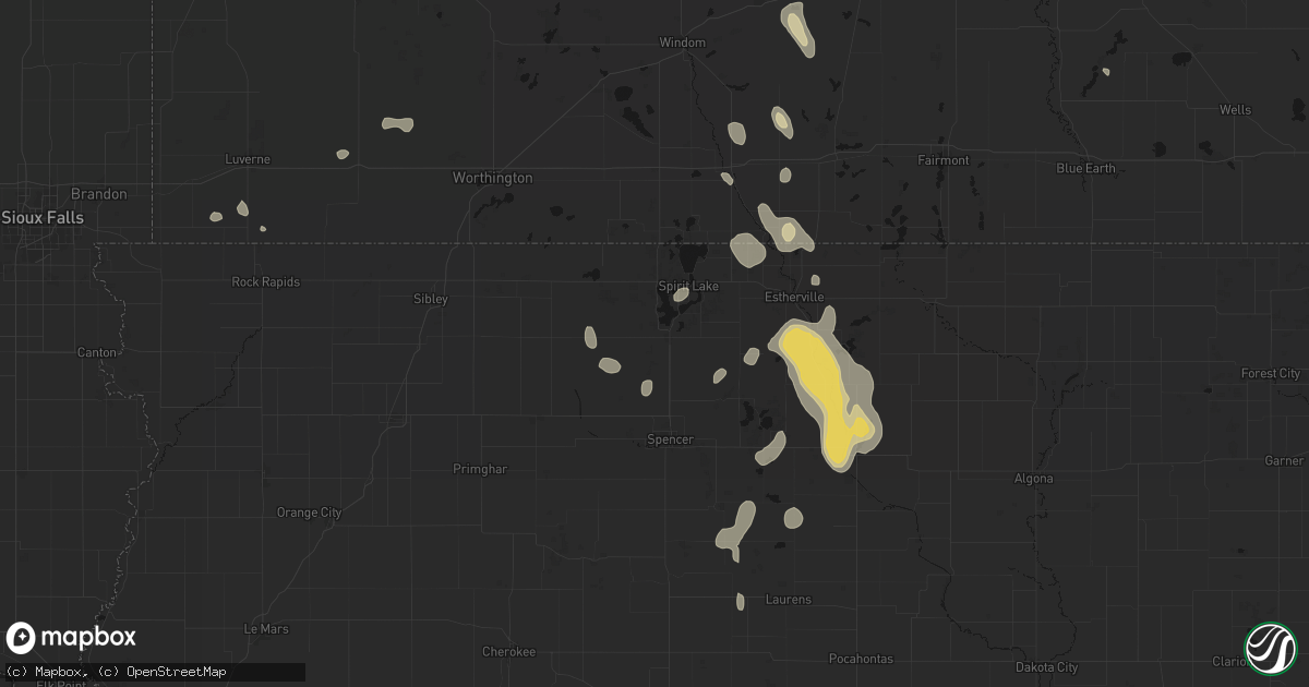 Hail map in Milford, IA on September 6, 2026