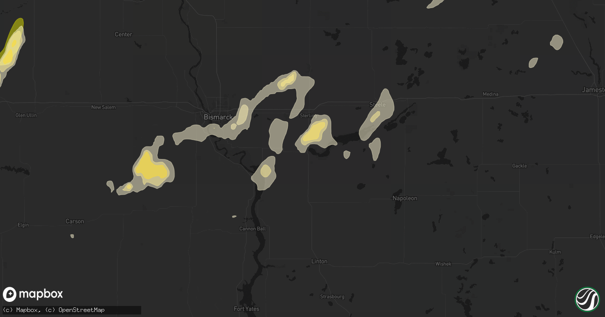 Hail map in Moffit, ND on September 6, 2026
