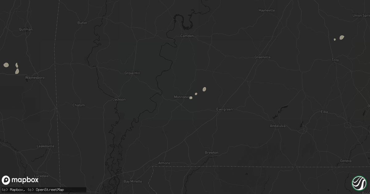 Hail map in Monroeville, AL on September 6, 2026
