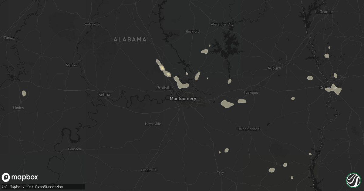Hail map in Montgomery, AL on September 6, 2026