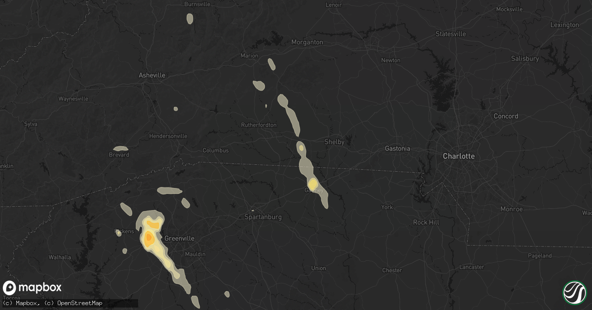 Hail map in Mooresboro, NC on September 6, 2026