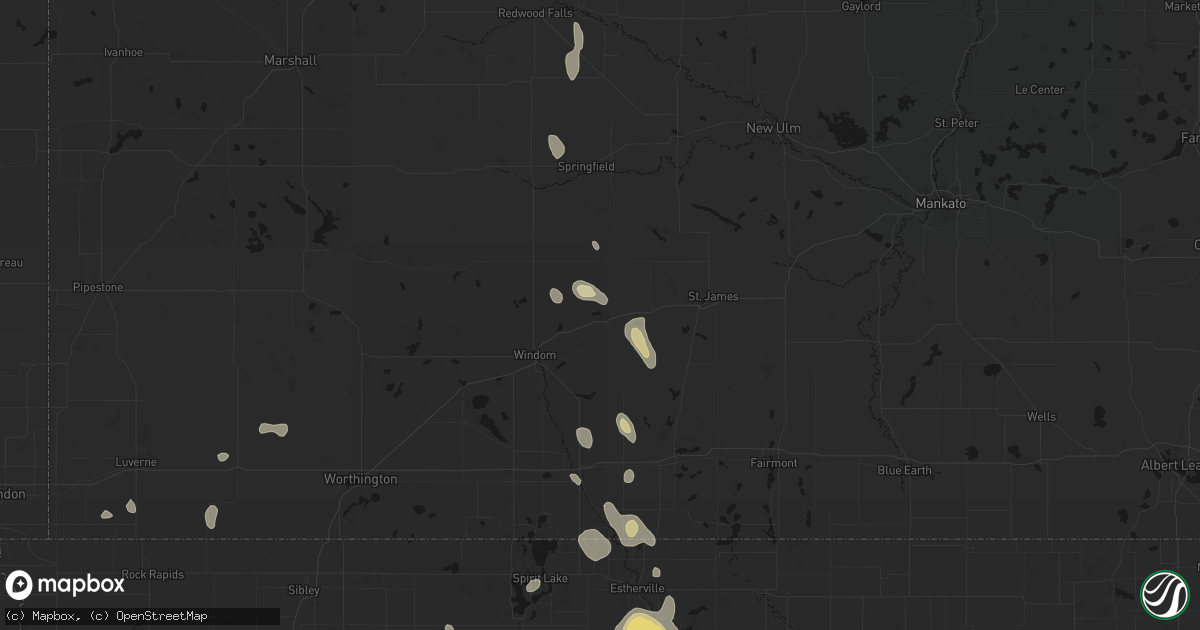 Hail map in Mountain Lake, MN on September 6, 2026