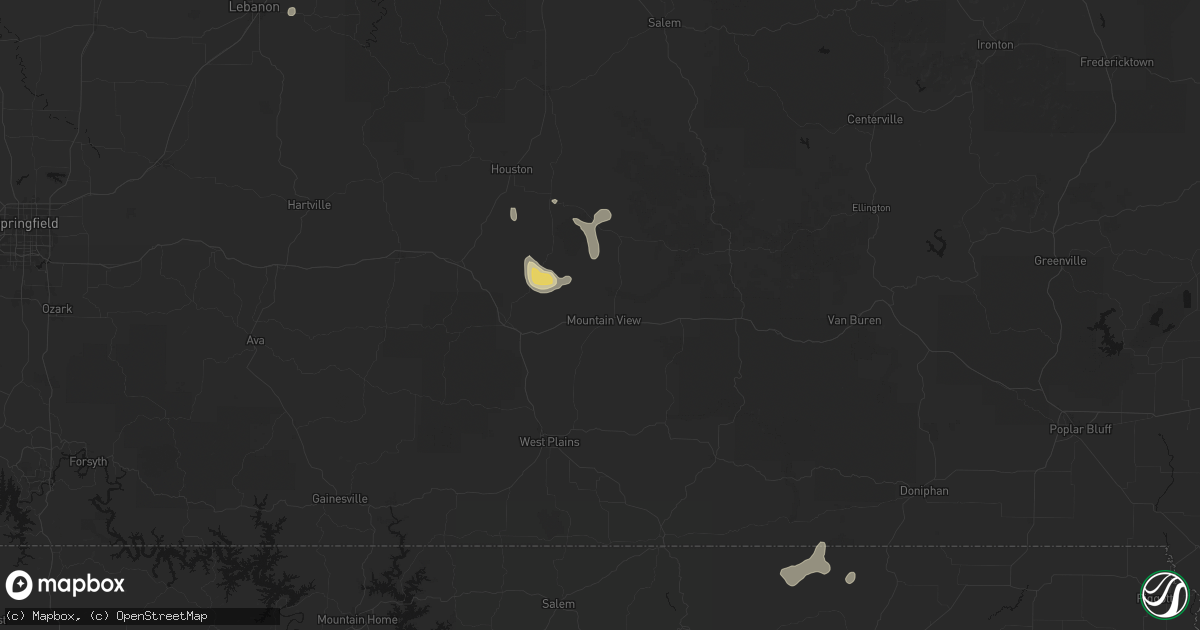 Hail map in Mountain View, MO on September 6, 2026
