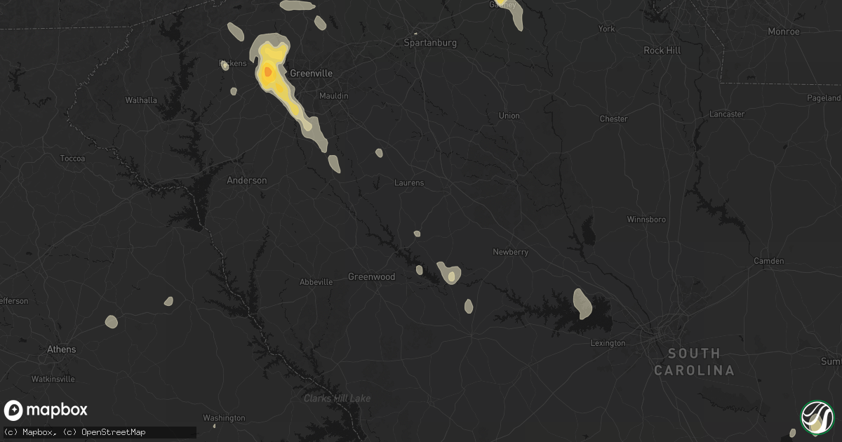 Hail map in Mountville, SC on September 6, 2026
