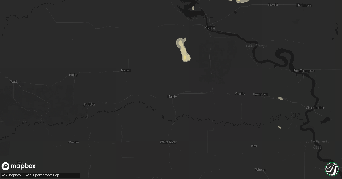 Hail map in Murdo, SD on September 6, 2026
