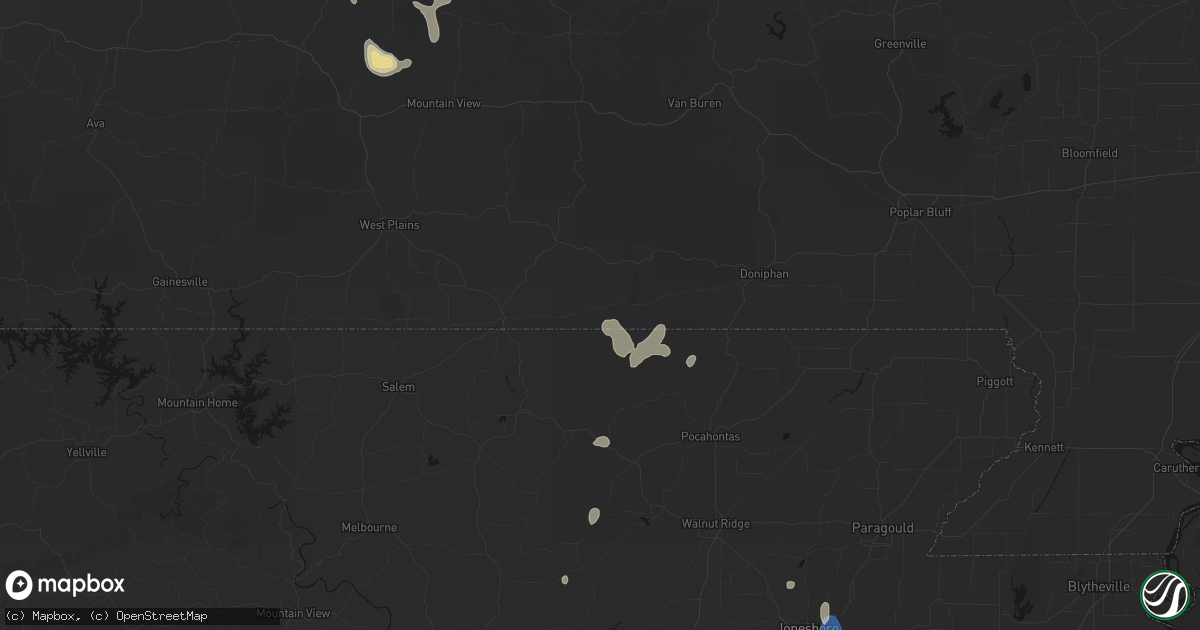 Hail map in Myrtle, MO on September 6, 2026