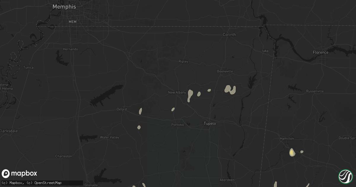 Hail map in New Albany, MS on September 6, 2026