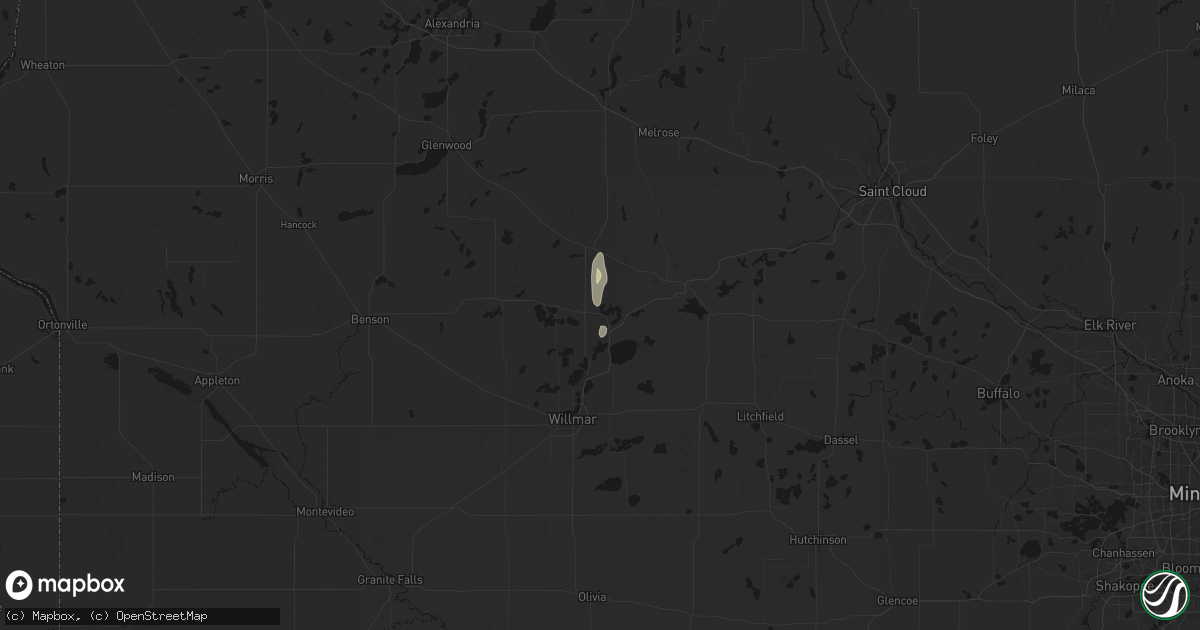 Hail map in New London, MN on September 6, 2026