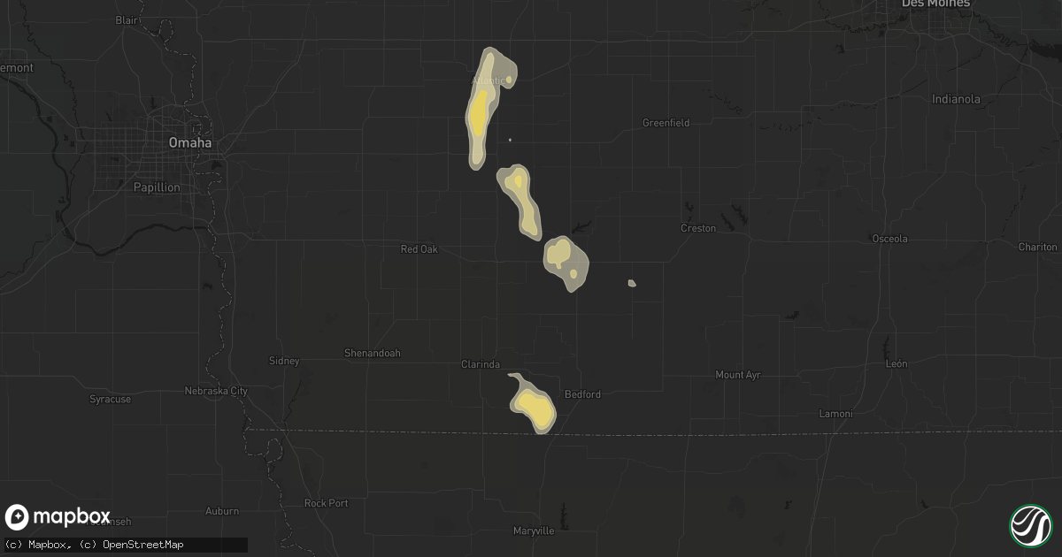 Hail map in Nodaway, IA on September 6, 2026