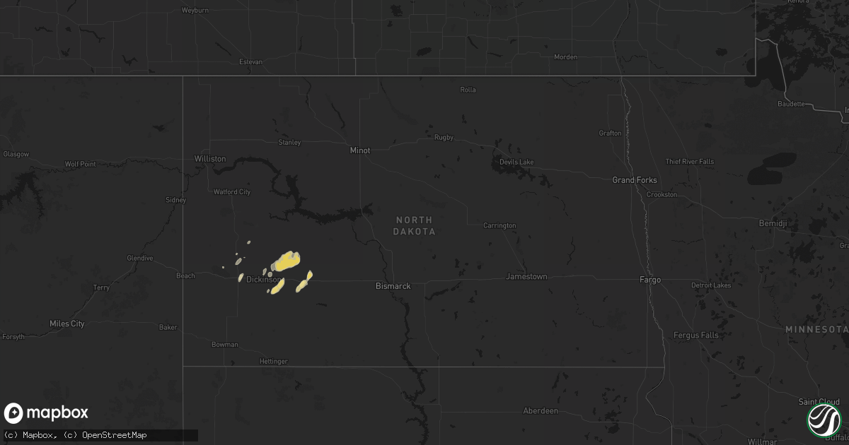 Hail map in North Dakota on September 6, 2026
