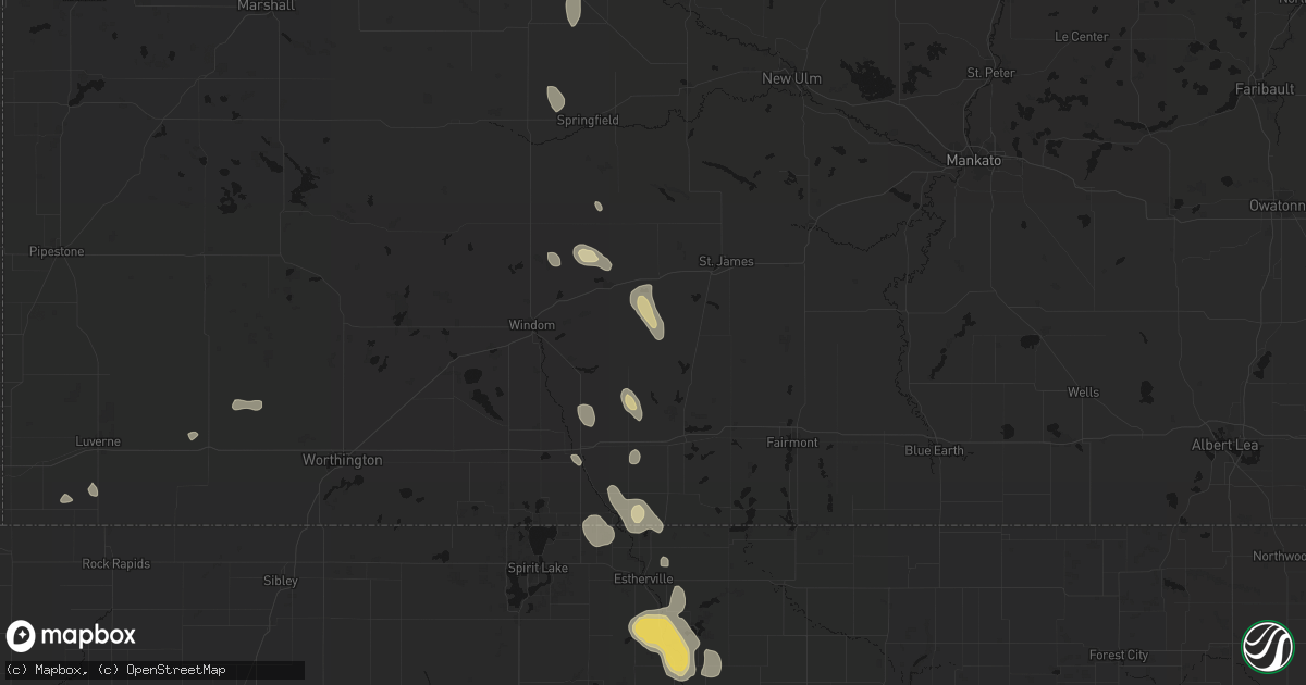 Hail map in Odin, MN on September 6, 2026