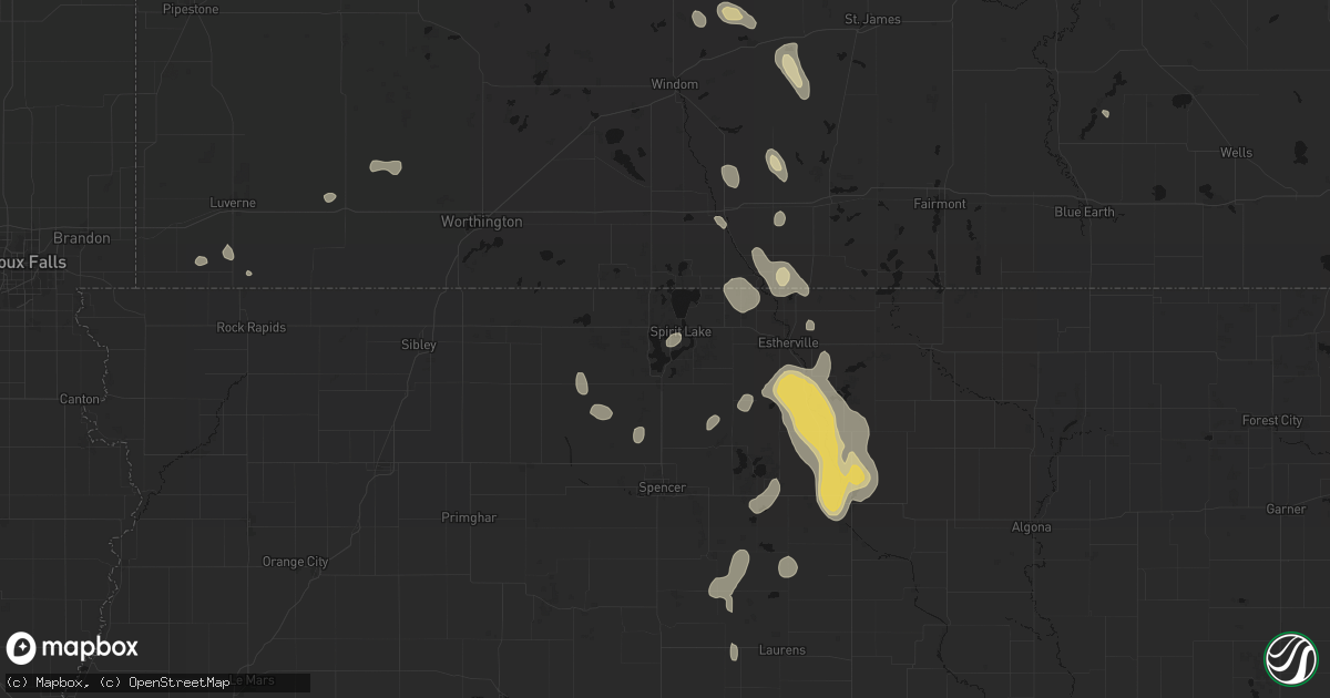 Hail map in Okoboji, IA on September 6, 2026