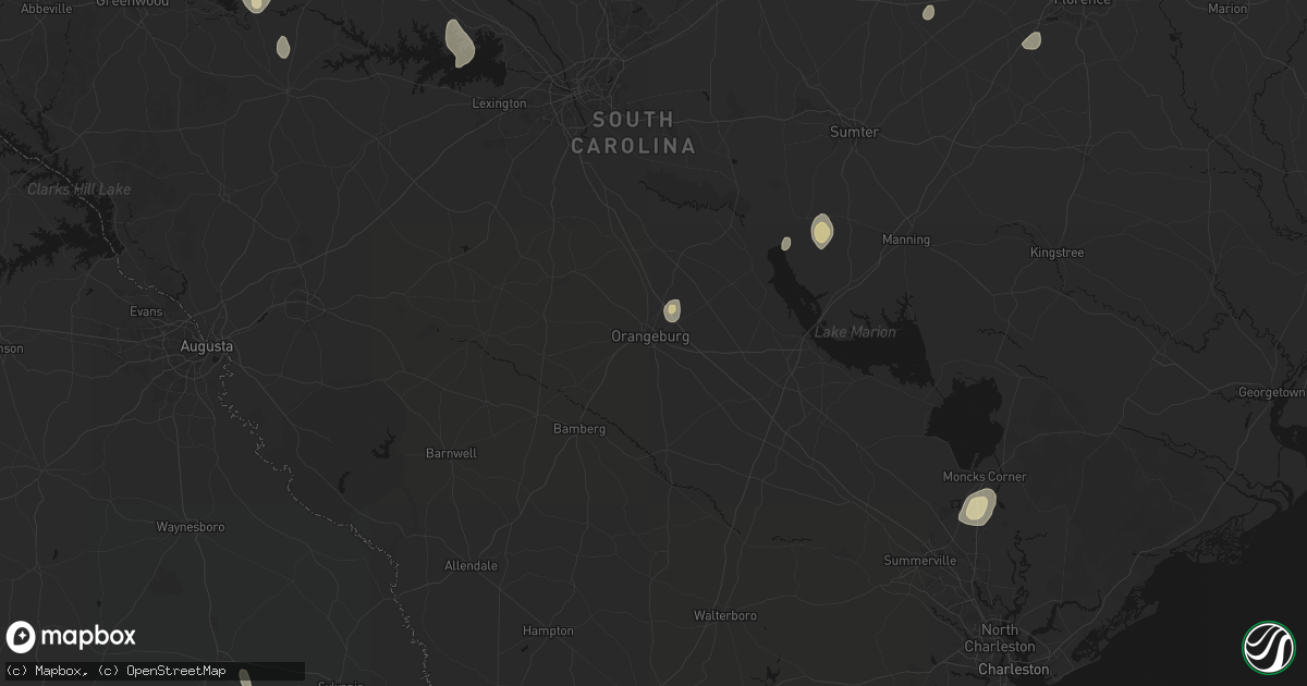Hail map in Orangeburg, SC on September 6, 2026