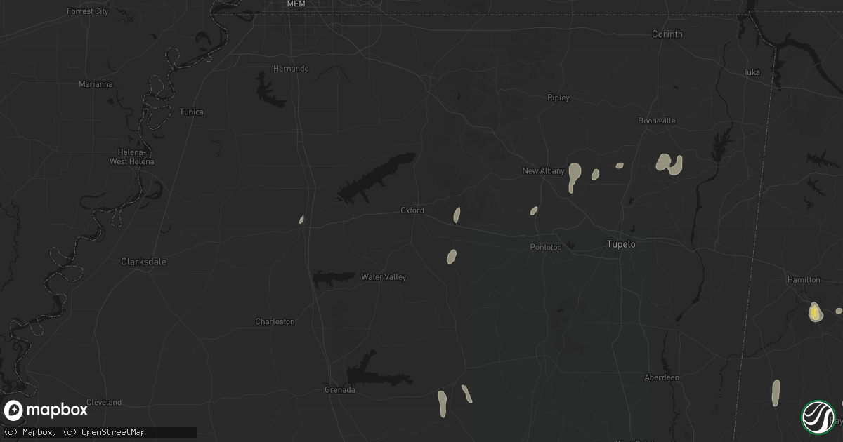 Hail map in Oxford, MS on September 6, 2026
