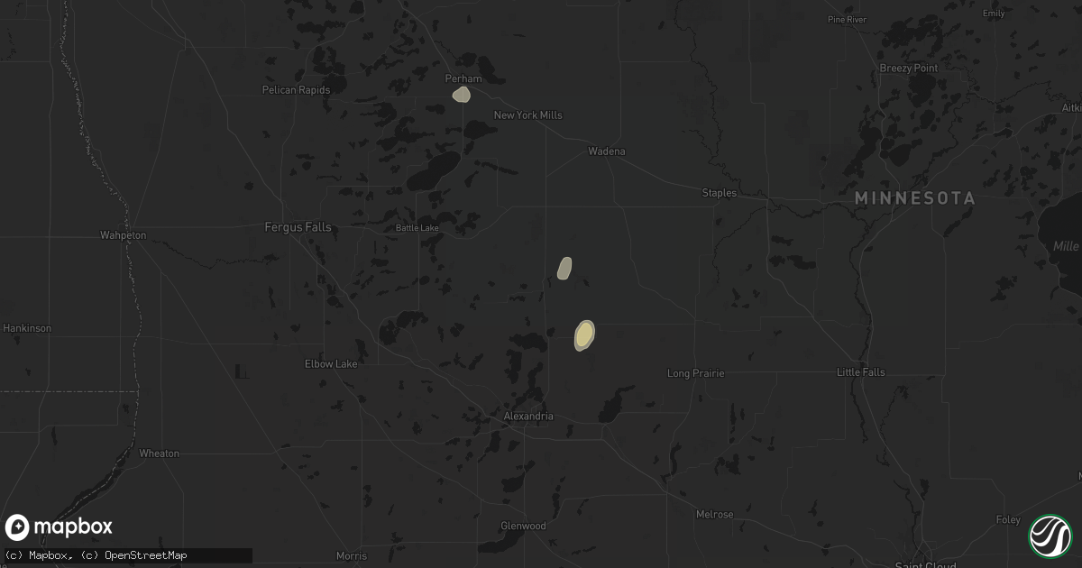 Hail map in Parkers Prairie, MN on September 6, 2026