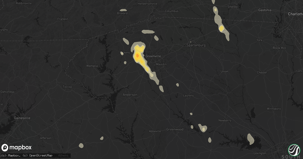 Hail map in Pelzer, SC on September 6, 2026