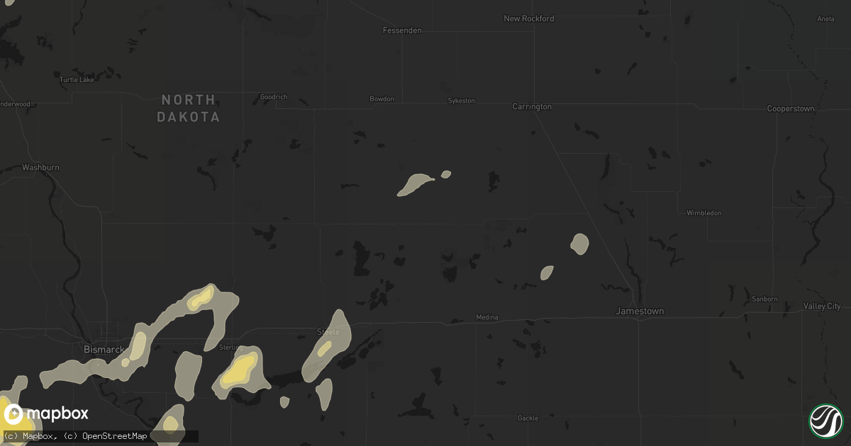 Hail map in Pettibone, ND on September 6, 2026