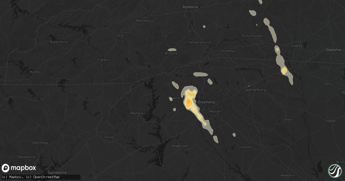 Hail map in Pickens, SC on September 6, 2026