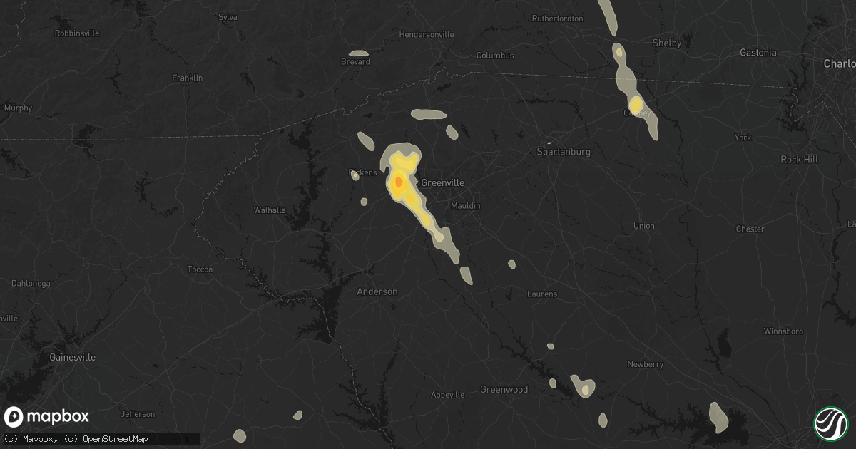 Hail map in Piedmont, SC on September 6, 2026