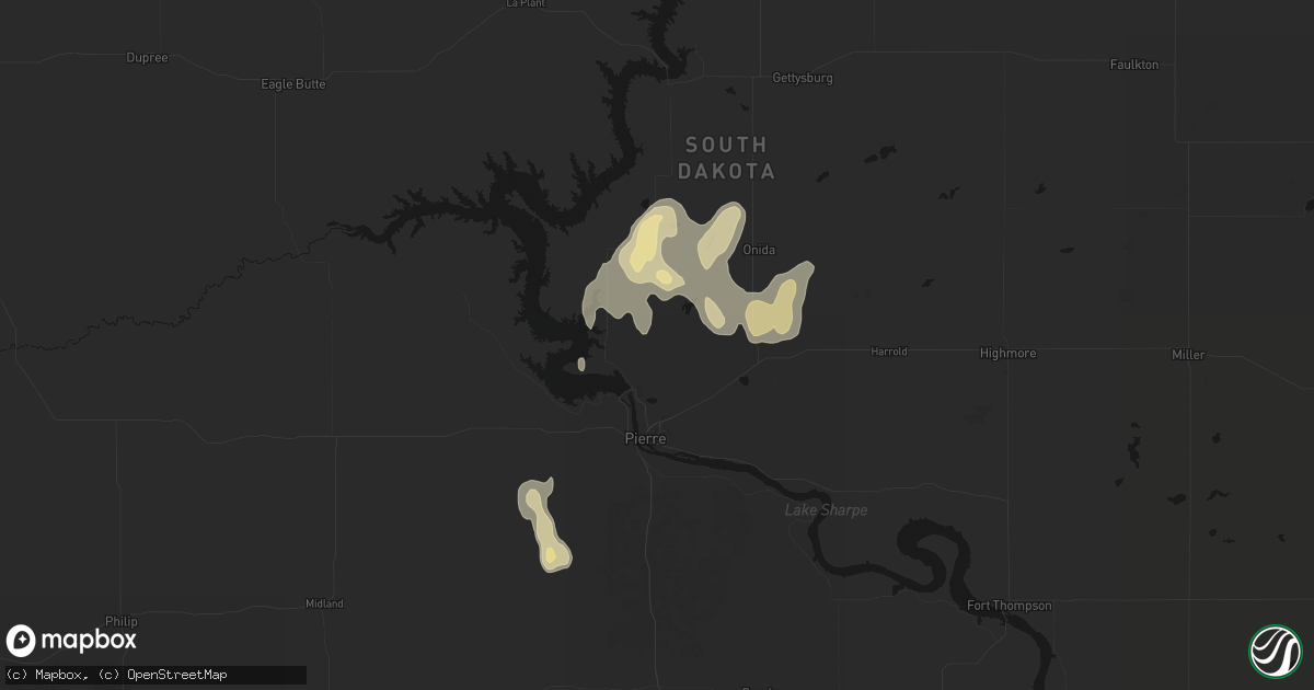 Hail map in Pierre, SD on September 6, 2026