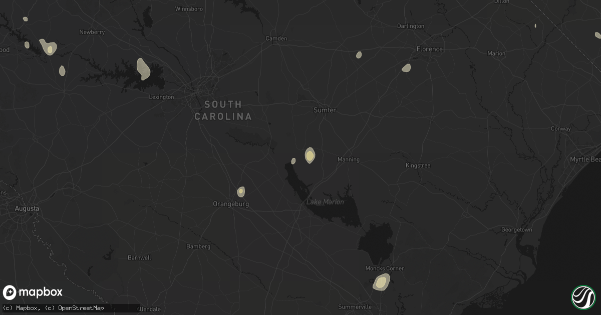Hail map in Pinewood, SC on September 6, 2026
