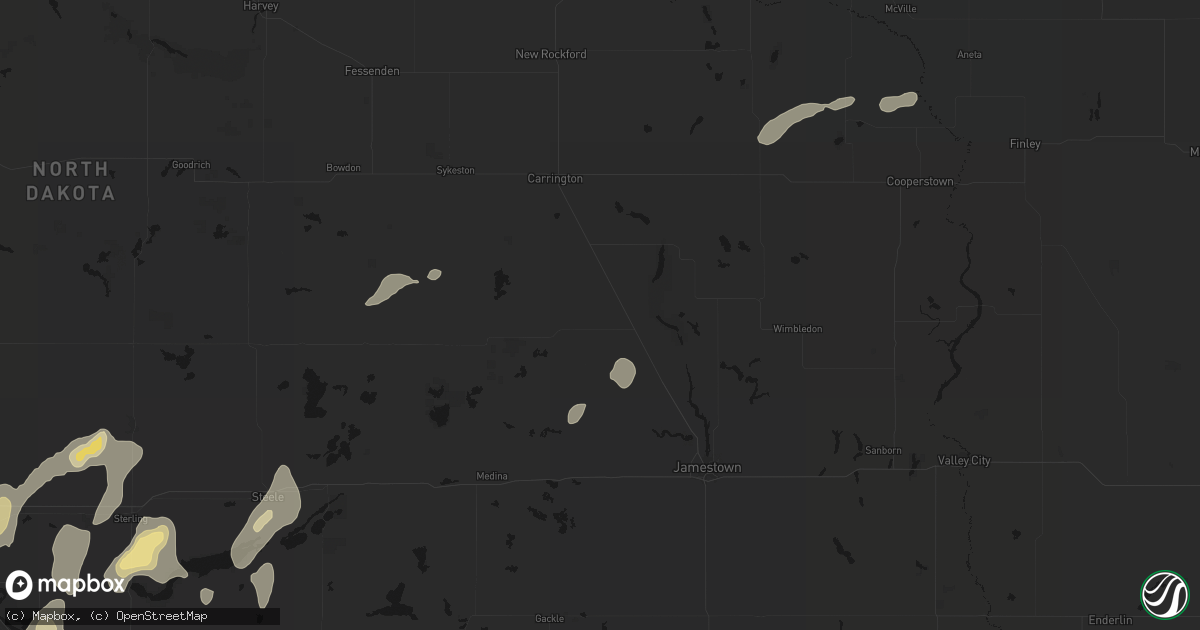 Hail map in Pingree, ND on September 6, 2026