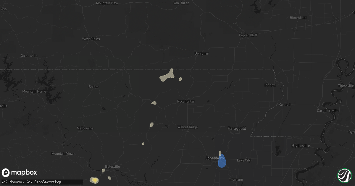 Hail map in Pocahontas, AR on September 6, 2026