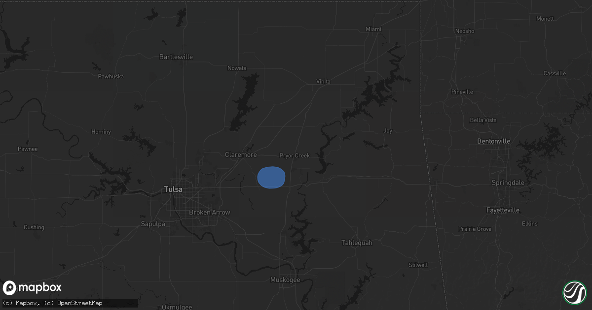 Hail map in Pryor, OK on September 6, 2026