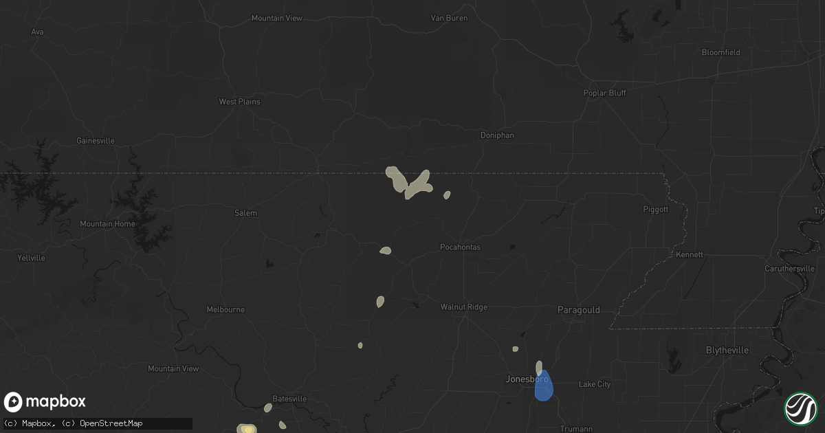 Hail map in Ravenden Springs, AR on September 6, 2026