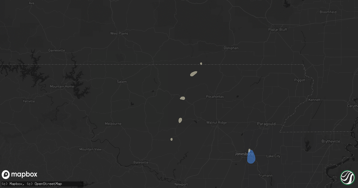 Hail map in Ravenden, AR on September 6, 2026